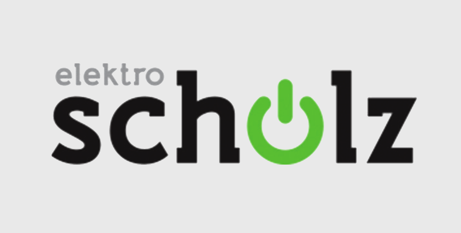 Elektro-Scholz-Logo in Schwarz und Grün, mit einem grünen Power-Symbol im Schriftzug