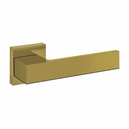 Goldfarbener, quadratischer Türgriff mit rechteckigem Hebel, wahrscheinlich für den Innenbereich.