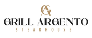 Logotipo de Grill Argento Steakhouse en negro y dorado sobre fondo blanco.