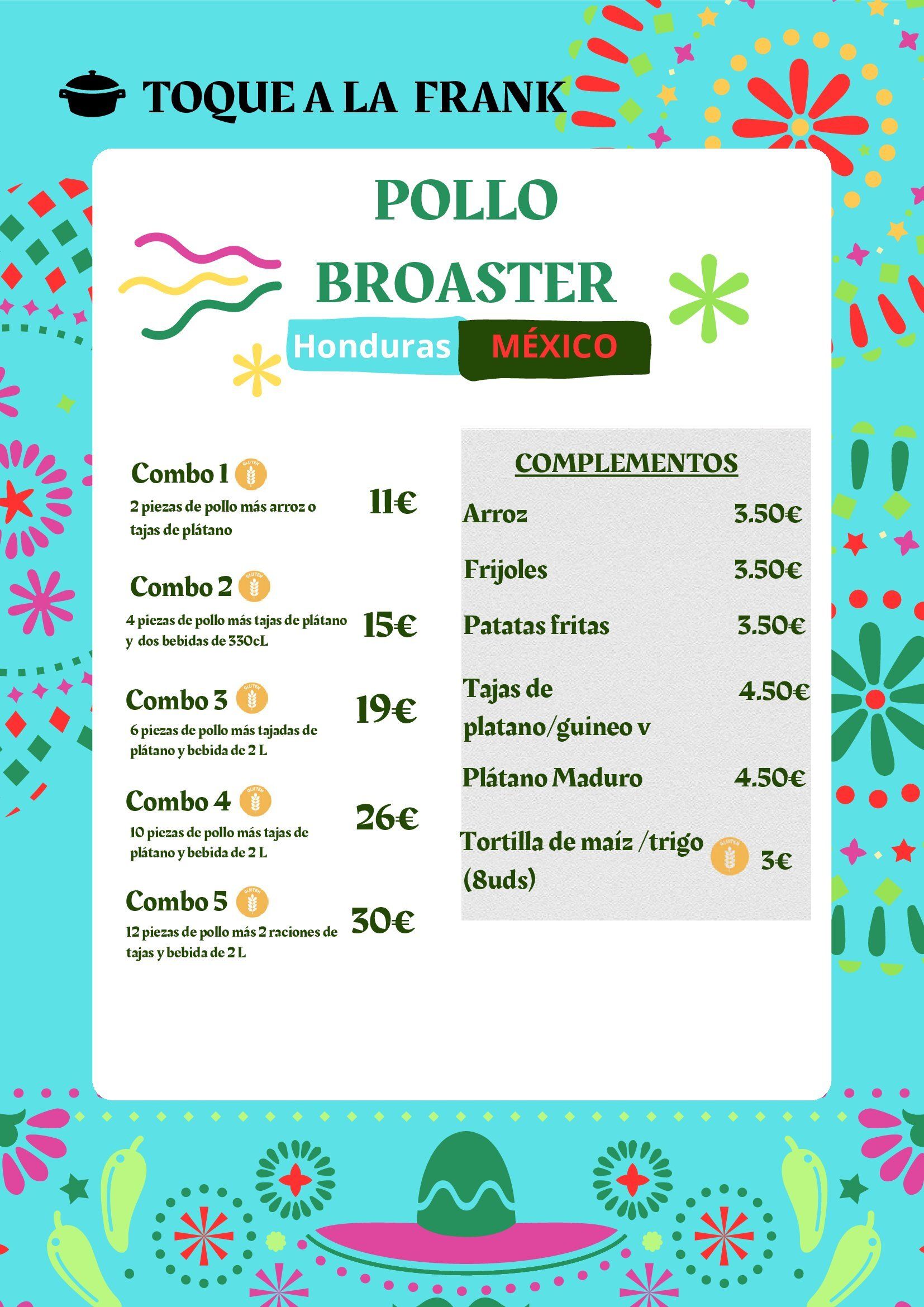Un menú para un restaurante llamado pollo broaster