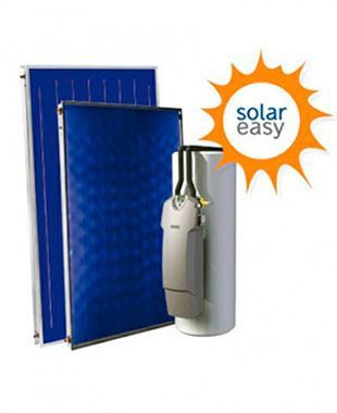 Una imagen de paneles solares y un logotipo de Solar Easy.