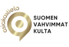 Osaketieto-logo ja teksti “Suomen vahvimmat kulta” valkoisella taustalla