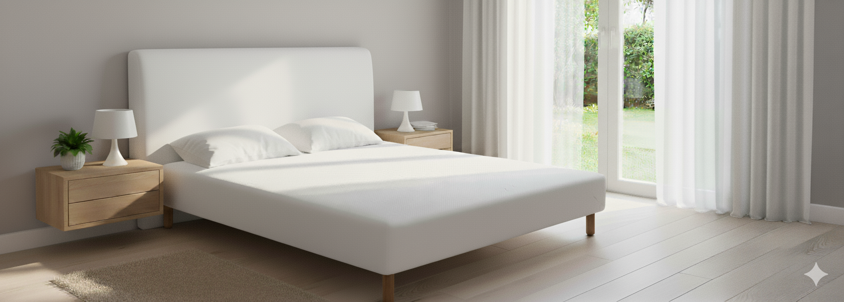 Sommier épaisseur 20cm - finition coiffe tendue gris chiné ou anthracite - 2x9 lattes fixes - Toile de fond anti-poussières 100% PES - Norme 100 - Oeko-Tex - 4 coloris au choix = blanc / beige / gris chiné / anthracite