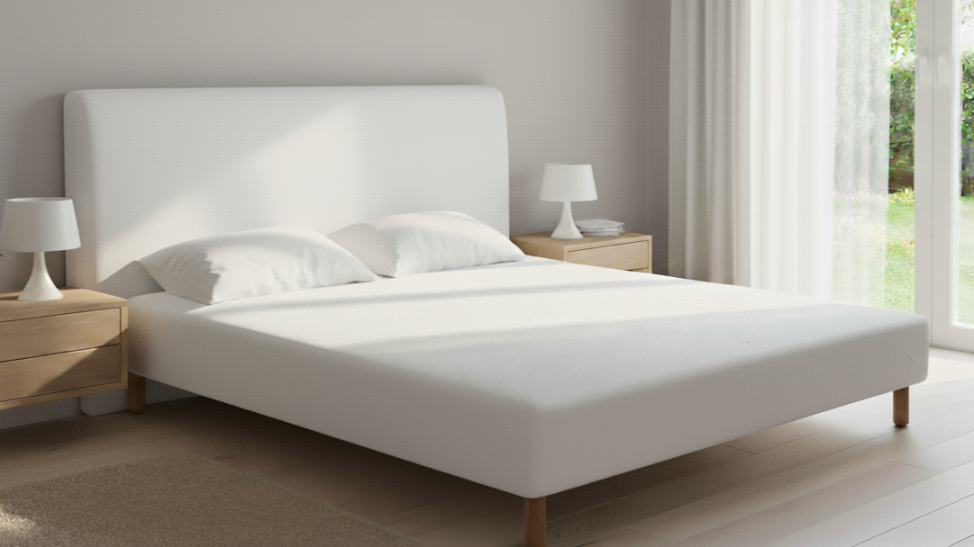 Sommier épaisseur 20cm - finition coiffe tendue gris chiné ou anthracite - 2x9 lattes fixes - Toile de fond anti-poussières 100% PES - Norme 100 - Oeko-Tex - 4 coloris au choix = blanc / beige / gris chiné / anthracite