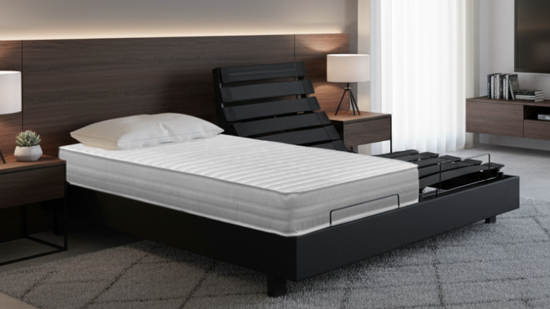 Sommier Lattes fixes 12cm 13 lattes peuplier massif (Section 10mm / 80mm) 4 masses d'angle hêtre massif avec insert de 8mm (5 pour le 160/200) Caisse peuplier massif origine France Section de caisse 24mm / 130mm Coiffe tendue viscose Norme 100 - Oeko-Tex Toile de fond anti-poussière - 100% PES Issu de forêts françaises Suspension très ferme Compatible tout matelas Garantie 5 ans Fabrication Française