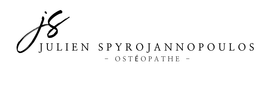Logo de l'ost&eacute;opathe Julien Spyrojanopoulos en noir et blanc