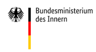 Logo des deutschen Bundesministeriums des Innern mit dem Bundesadler und den Farben der deutschen Flagge.