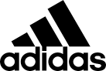 Das schwarze Adidas-Logo besteht aus drei schrägen Balken über dem Markennamen in Kleinbuchstaben.