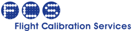 Das Logo von Flight Calibration Services zeigt die Buchstaben F, C und S, die aus weißen Punkten auf drei dunkelblauen Kreisen bestehen.