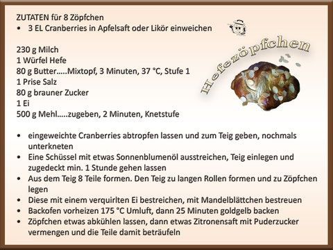 Rezept für Hefezopf mit Preiselbeeren: Zutaten, Zubereitung und ein gebackener Zopf.