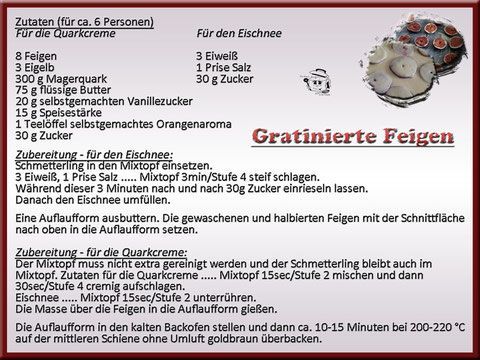 Rezept für Gratin-Feigen mit Zutaten und Anleitung.