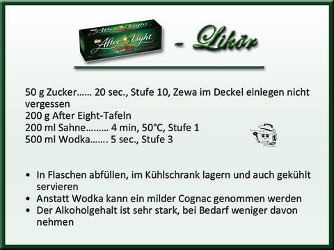 Rezept für After Eight Likör: inklusive Zutaten, Anleitung und Tipps.