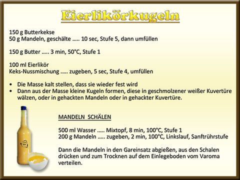 Rezept für Eierlikörkugeln mit Zutatenangaben und Anleitung. Inklusive Mandelschälschritten.