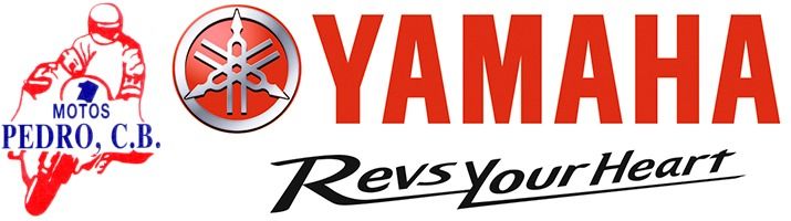 Un logotipo de Yamaha Revs Your Heart con una motocicleta en él