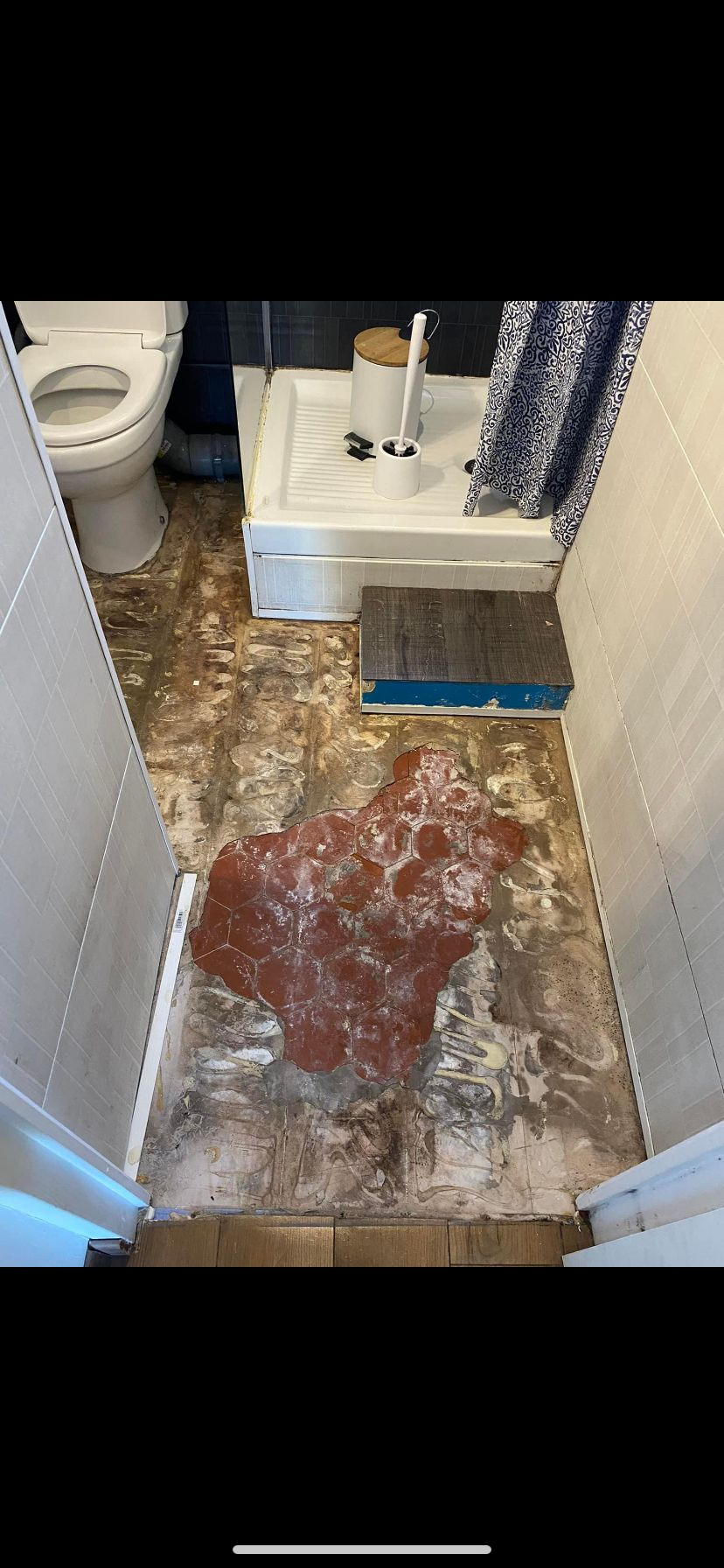 Salle de bains à rénover avec douche et wc