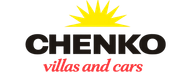 CHENKO logo with yellow sunburst above black text and red italic &ldquo;villas and cars&rdquo; tagline