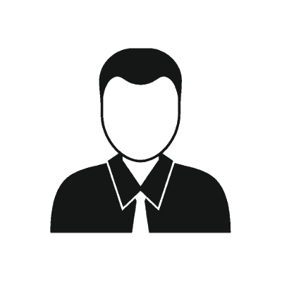 Icono en blanco y negro de una persona con traje y corbata.