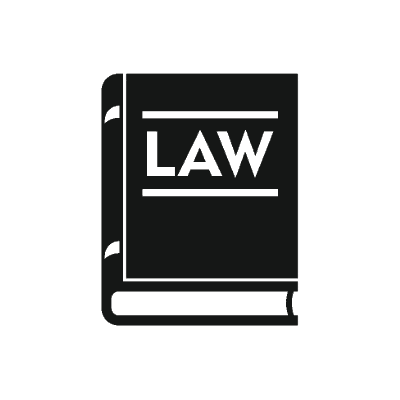 Icono de un libro de leyes negro con la palabra