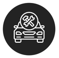 Icon mit Pkw und Werkzeugen