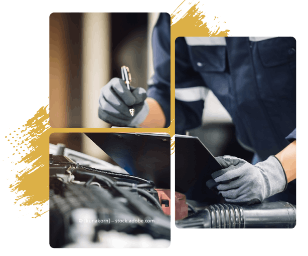 Kfz-Mechaniker mit Checkliste und Stift