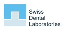 Logo di Swiss Dental Laboratories: un quadrato blu e grigio con il nome dell'azienda sulla destra.
