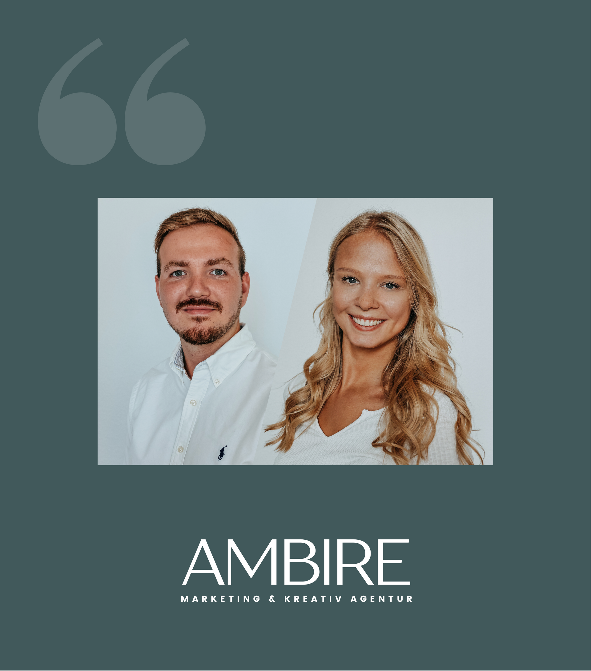 A man and a woman are standing next to each other on a poster for ambire
