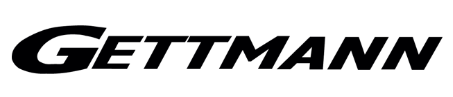Ein schwarz-weißes Logo für Gettmann auf weißem Hintergrund