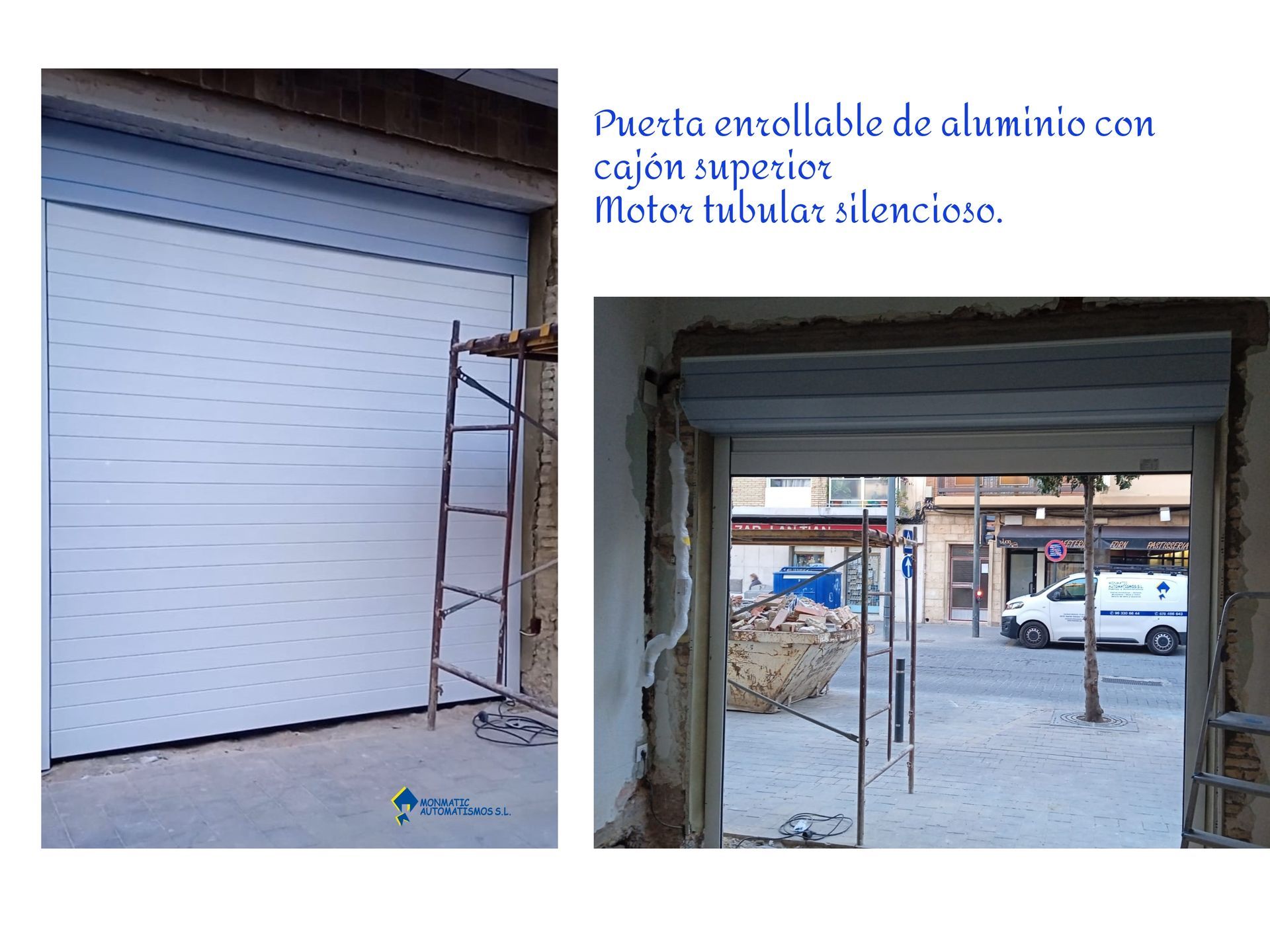 Una foto de una puerta de garaje y una foto de una ventana.