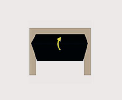 Un cartel negro con una flecha amarilla que apunta hacia la derecha.