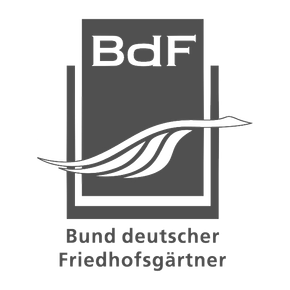 A black and white logo for bund deutscher friedhofsgarten.