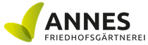 Ein Logo für Annes Friedhofsgartenerei mit einem grünen Häkchen