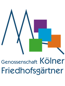 A colorful logo for genossenschaft kolner friedhofsgarten