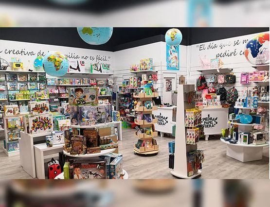 Una juguetería llena de muchos juguetes y libros.