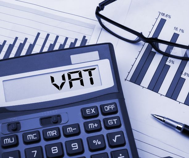 A calculator with the word vat on it