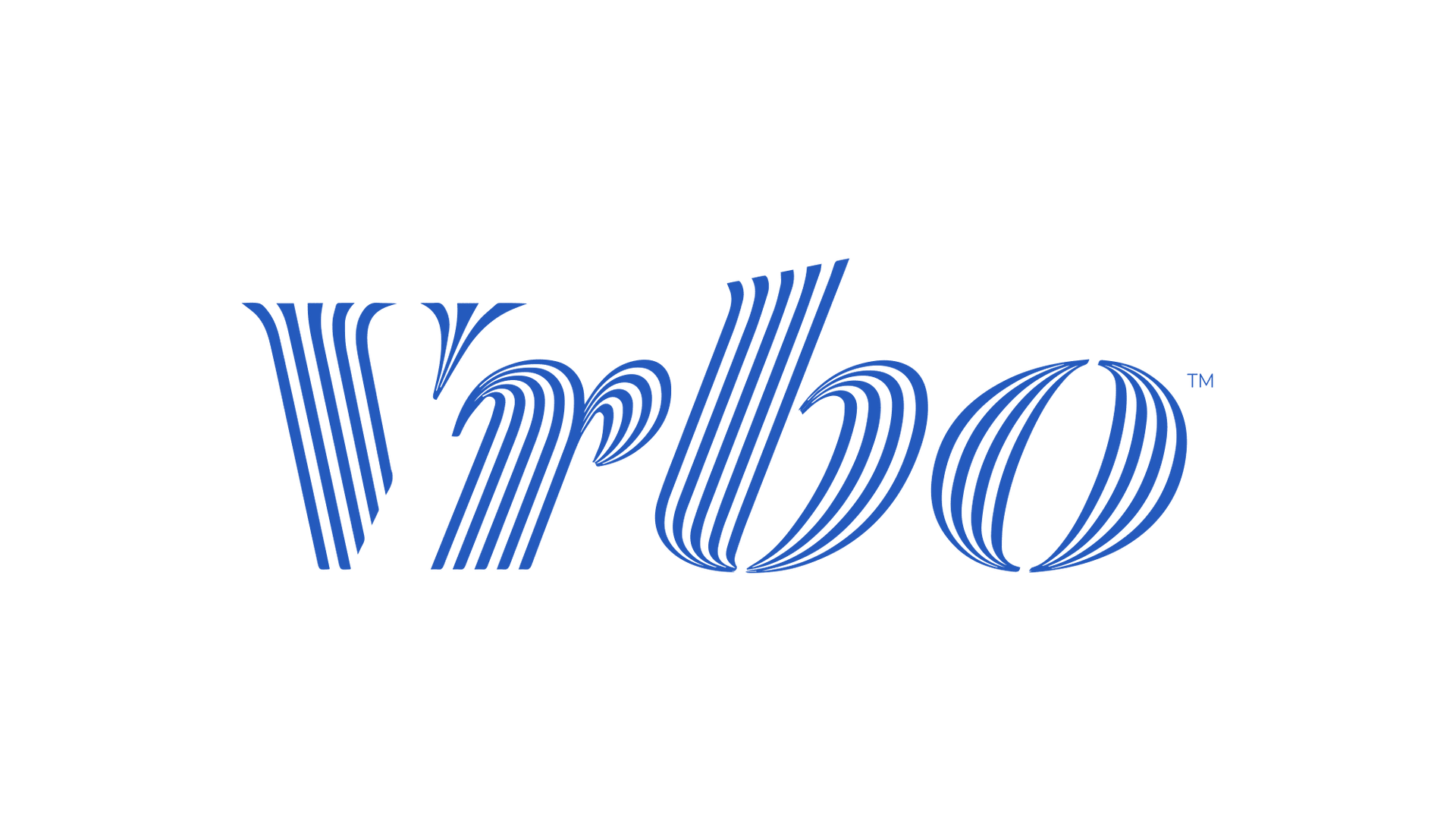 Blue stylized “Vrbo” logo on a white background