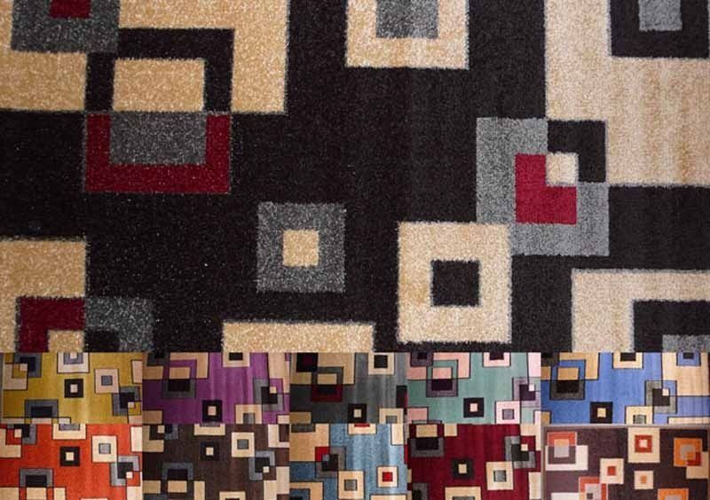 Un primer plano de una alfombra con cuadrados.