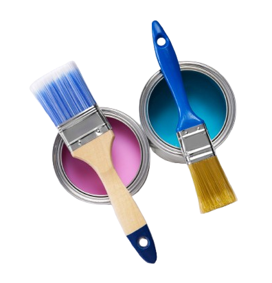 Maison blanche moderne avec toit bleu et balcon.