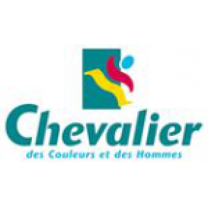 Logo for Chevalier: A teal square with a figure and text 