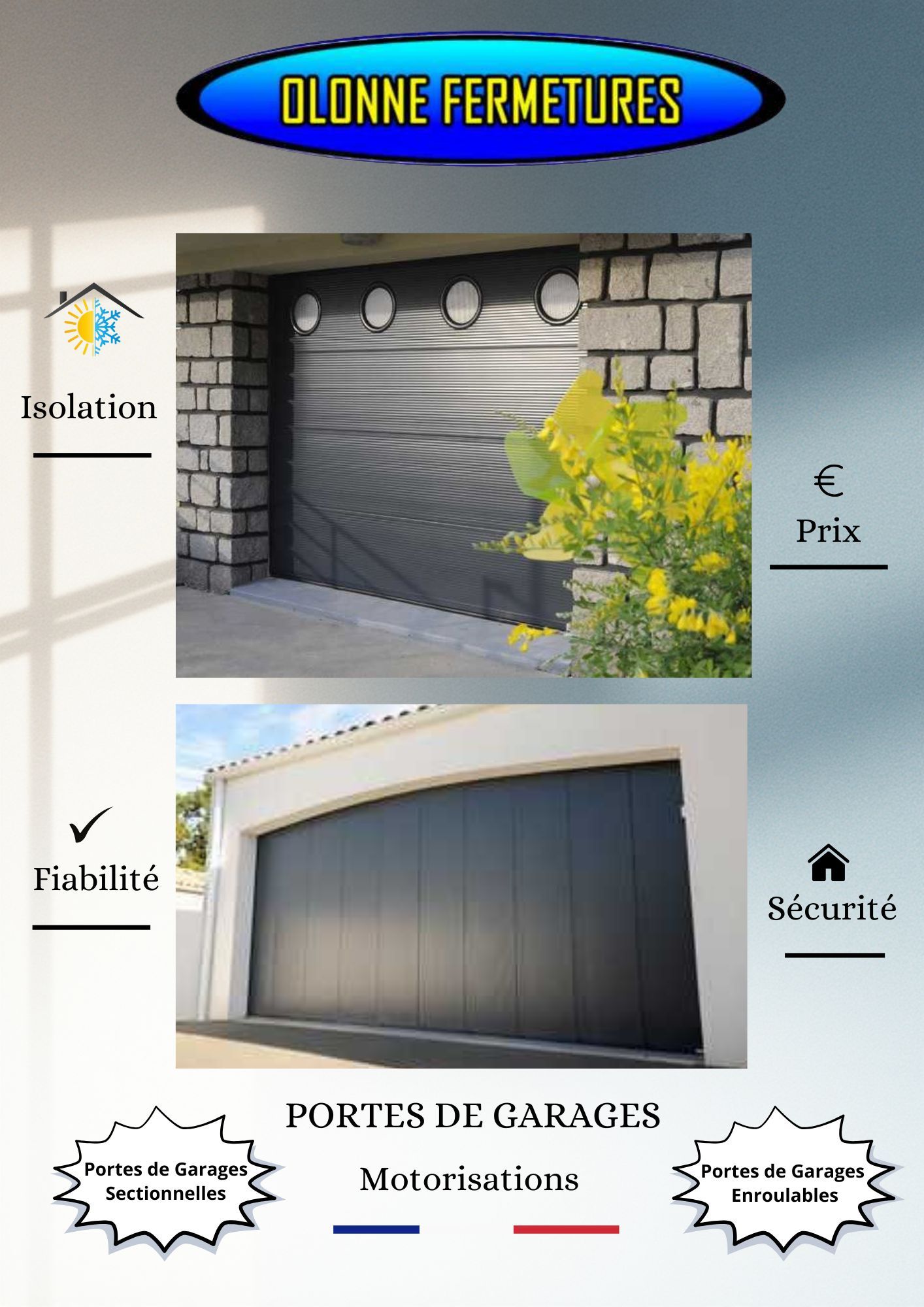 Porte de garage Olonne Fermetures - les Sables d'Olonne