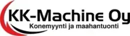 KK-Machine Oy:n logo mustalla tekstillä, punaisella kaarevalla swoosh-logolla ja pienellä suomenkielisellä iskulauseella alla