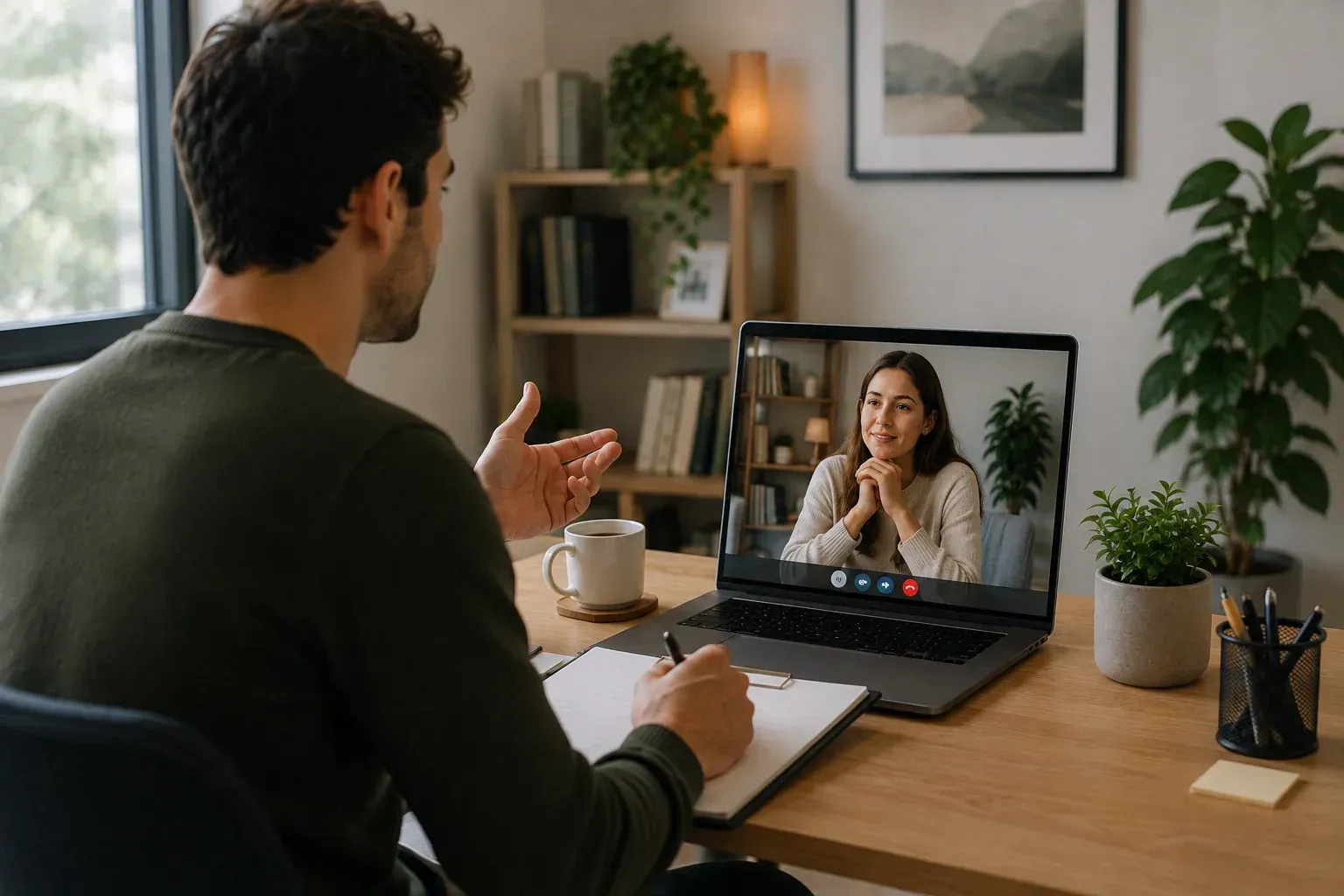 Una persona realiza una videollamada desde su portátil