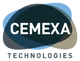 Logo de Cemexa Technologies présentant le texte blanc CEMEXA centré à l'intérieur d'ovales bleu foncé, bleu clair et gris.