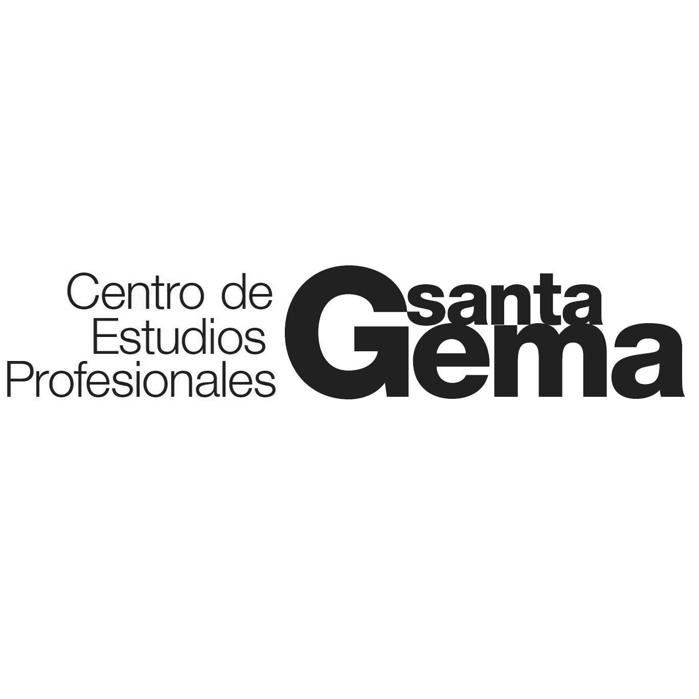 Logo de Centro de Estudios Profesionales Santa Gema en negro sobre fondo blanco.