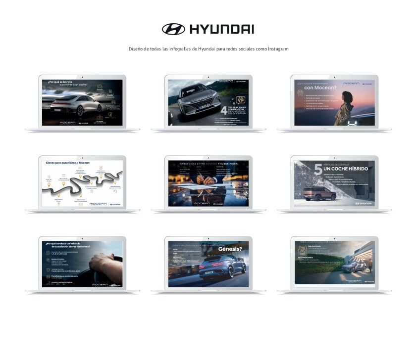 Conjunto de im&aacute;genes de la publicidad de la marca de veh&iacute;culos Hyundai