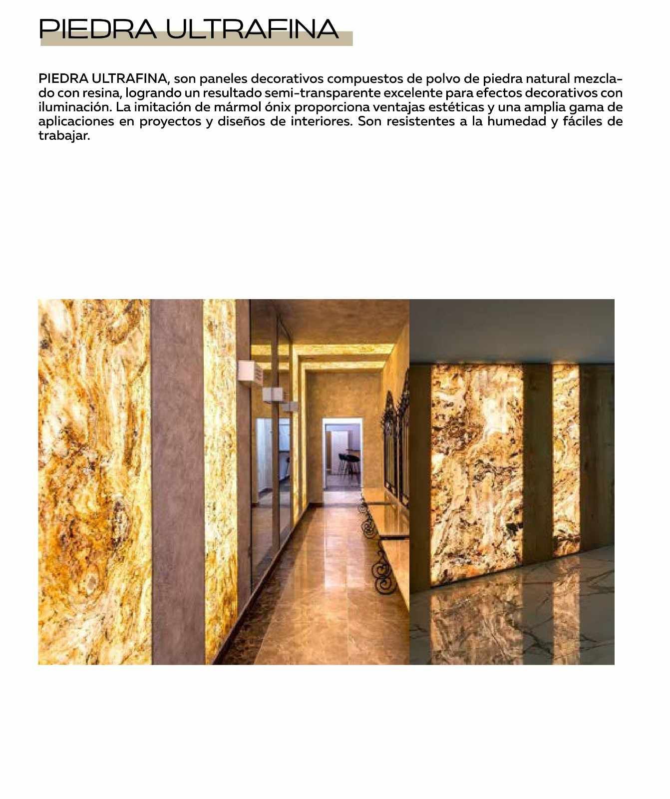 Paneles de pared interiores hechos de piedra decorativa retroiluminada