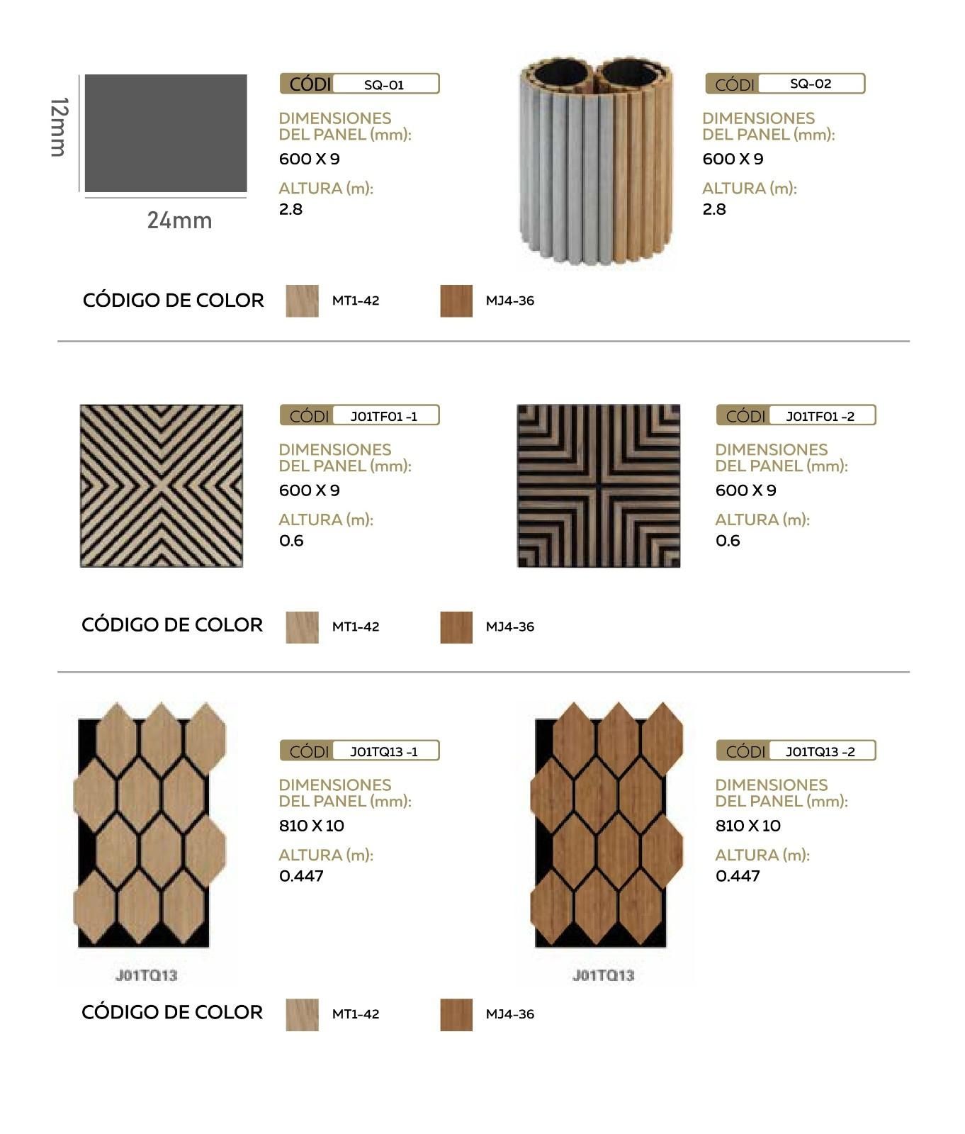 Un catálogo de diseños de paneles de pared que muestra diversas texturas