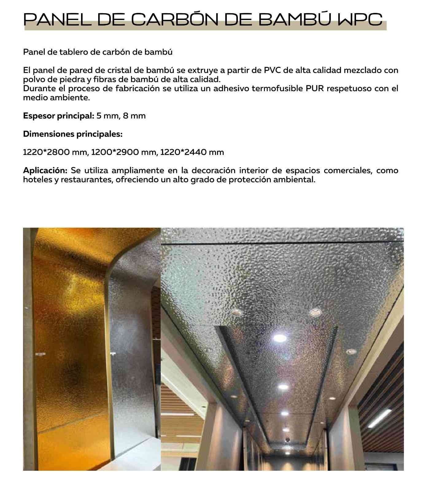 Ficha informativa del producto: panel de carbono de bambú WPC