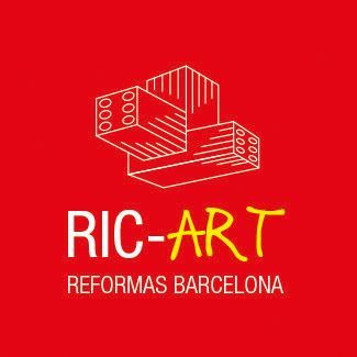 Logotipo de Ric-Art Reformas Barcelona sobre fondo rojo