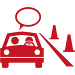 Icon Fahrlehrer und Fahrschüler im Auto