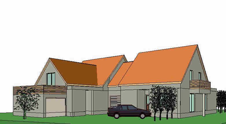Croquis d'une maison avec une voiture